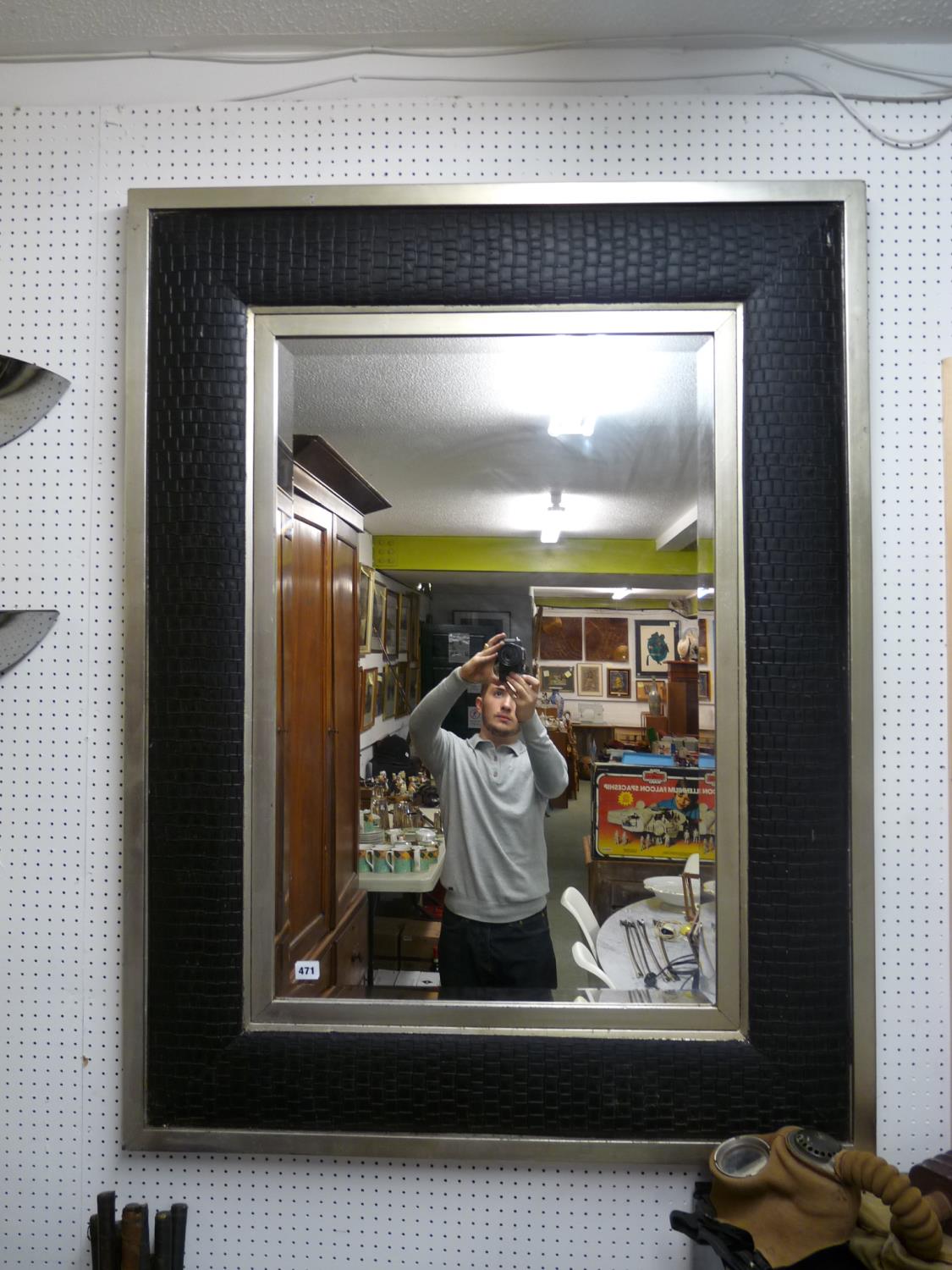 Large Bevel Edge Mirror with Silver and Black frame 127 x 100cm