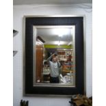 Large Bevel Edge Mirror with Silver and Black frame 127 x 100cm