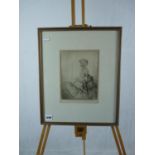 Percy Lancaster framed and mounted engraving of The Poke Bonnett. 22 x 16cm