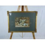 D Harrison dated 1941 Watercolour of Still life in Ornate Gilt Gesso Frame. 24 x 17cm