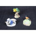 Beswick Parakeet 930, Beswick Pheasant soap dish and a Dutch figure of a Girl with Cow