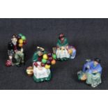 4 Royal Doulton figurines to include Silks and Ribbons HN 2017, Tuppence a Bag HN 2320, The Old