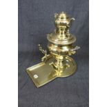 Impressive Russian Brass Samovar with turned handles, with matching surmounted kettle and Tray,