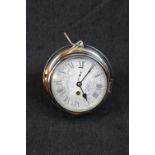 Henry Browne and Son Seisnel Ships Bridge Clock in Chrome case with Roman Numeral dial, with clock