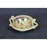 Interesting Studio pottery Desmond Clover two handled bowl with Mulberry decoration, 25cm in