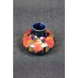 Moorcroft Pomegranate Squat Vase,Signed to base with impressed mark, 11cm in Height. Condition -