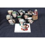 Collection of Royal Doulton Character Jugs (10) with booklet and a Royal Doulton figurine '