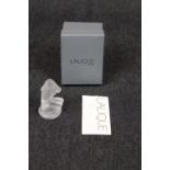 Boxed Lalique Nude crouching figure 'Floreal', 8.5cm in Height