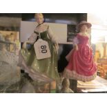 Two Royal Doulton figures Pretty Ladies Fair Lady (green) and another Summer Breeze (boxed).