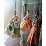 Two Royal Doulton figures Fair Lady (different colours) and another Sagittarius.