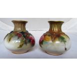 A Royal Worcester squat vase hand painted roses and another similar