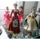 Four Royal Doulton Pretty Lady figures, Patricia, Sweet Sixteen, Elegance, and Eileen