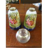 A pair vases with silver rims and match striker