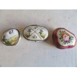 Three decorated late 19th Century porcelain trinket boxes.