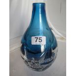 H Krautz signed blue glass vase Expo design.