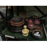 Some Chinese and other stands and treen knobs