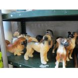 A Melba Ware Old English Sheep dog and various other dog ornaments