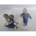 A B & G Copenhagen figure boy and girl and another boy with pot