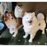 A Royal Doulton poodle, two Coopercraft dogs and another dog.