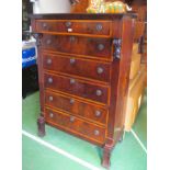 A 19th Century banded mahogany tall chest of six drawers.