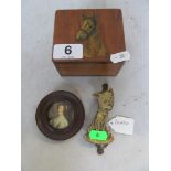 A box with horse lid, miniature, and Bonzo door knocker.