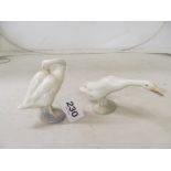 Two Lladro geese