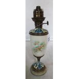 A porcelain and cloisonné paraffin lamp
