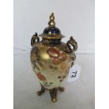 A Royal Crown Derby two handled lidded vase C1910, knob restored.