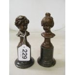 A pair bronze busts