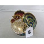 A Royal Crown Derby Farmyard Cockerels