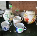 A Shelley Coronation mug George V and Mary, and a small group of other china and glass.