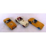 Two Dinky Austin Healey's and MG Midget (in used condition)