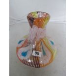 A Murano glass vase white and blue pattern on striped ground