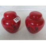 Two Crown Devon ginger jars