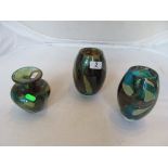 Three Mdina glass vases.