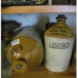 Various stoneware jars, flasks and glass bottles