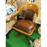 A 19th Century oak office swivel chair