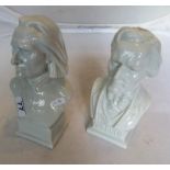 A pair of Herend porcelain busts Wagner and Liszt