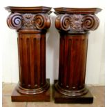 A pair of mahogany Corinthian columns