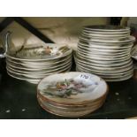 Various Japanese plates and bowls decorated birds and flowers and same with geisha