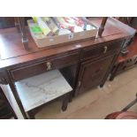 An oriental sideboard with two drawers, cupboard and display tiers