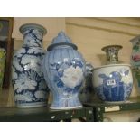 Various modern blue and white vases