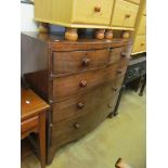 A 19th Century mahogany bow chest of two short and three long drawers