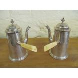 A pair silver (Sheffield) coffee pots bone handles 18ozs all in