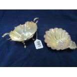 A silver shell dish 3.7 ozs and a sucrier 4 ozs