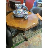 A 19th Century walnut octagonal table on four pillar support