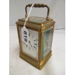 A 19th Century brass carriage clock with repeat and strike