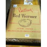 A vintage blue Belling electric bed warmer in original box with instruction booklet