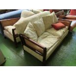 A Bergere cane three piece suite