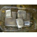 Two silver cigarette case and three vestas